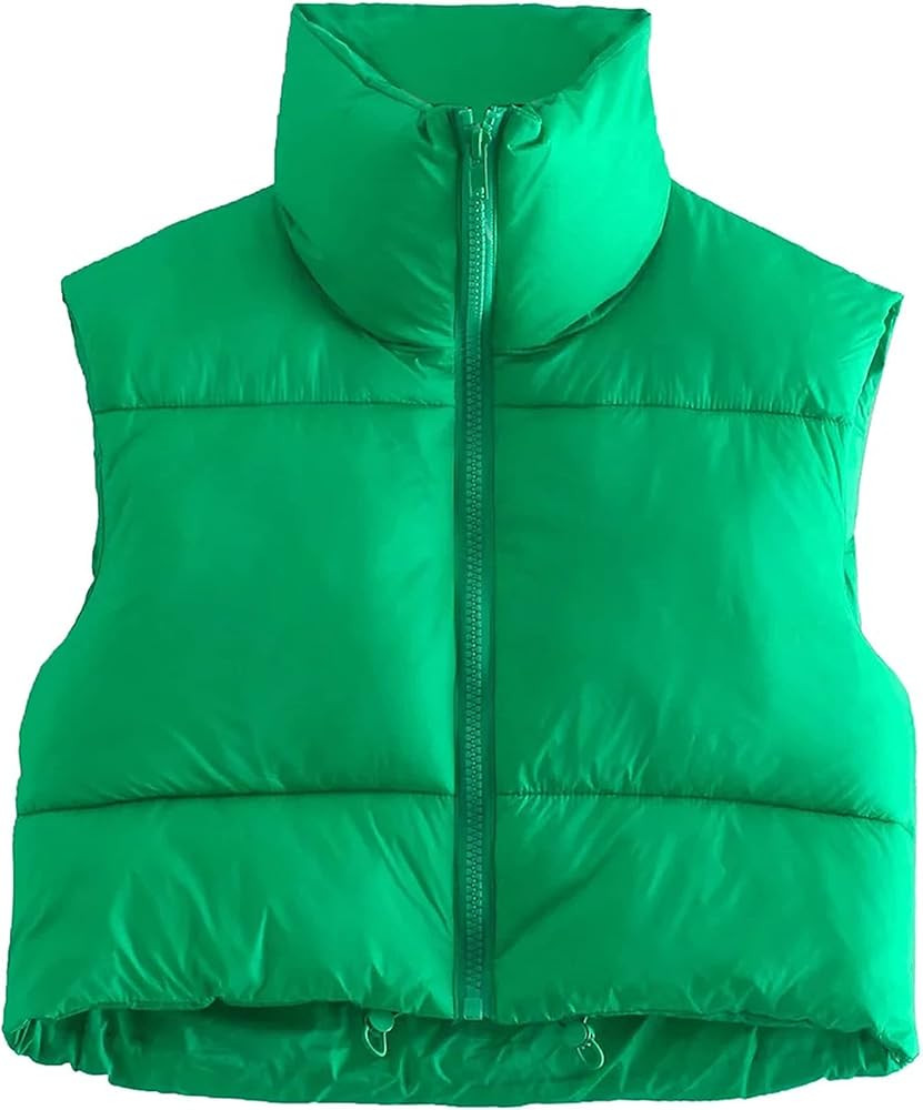 APAFES Womens Winter Cropped Puffer Vest High Stand Collar Lightweight Insulated Crop Vests Outer... | Amazon (US)