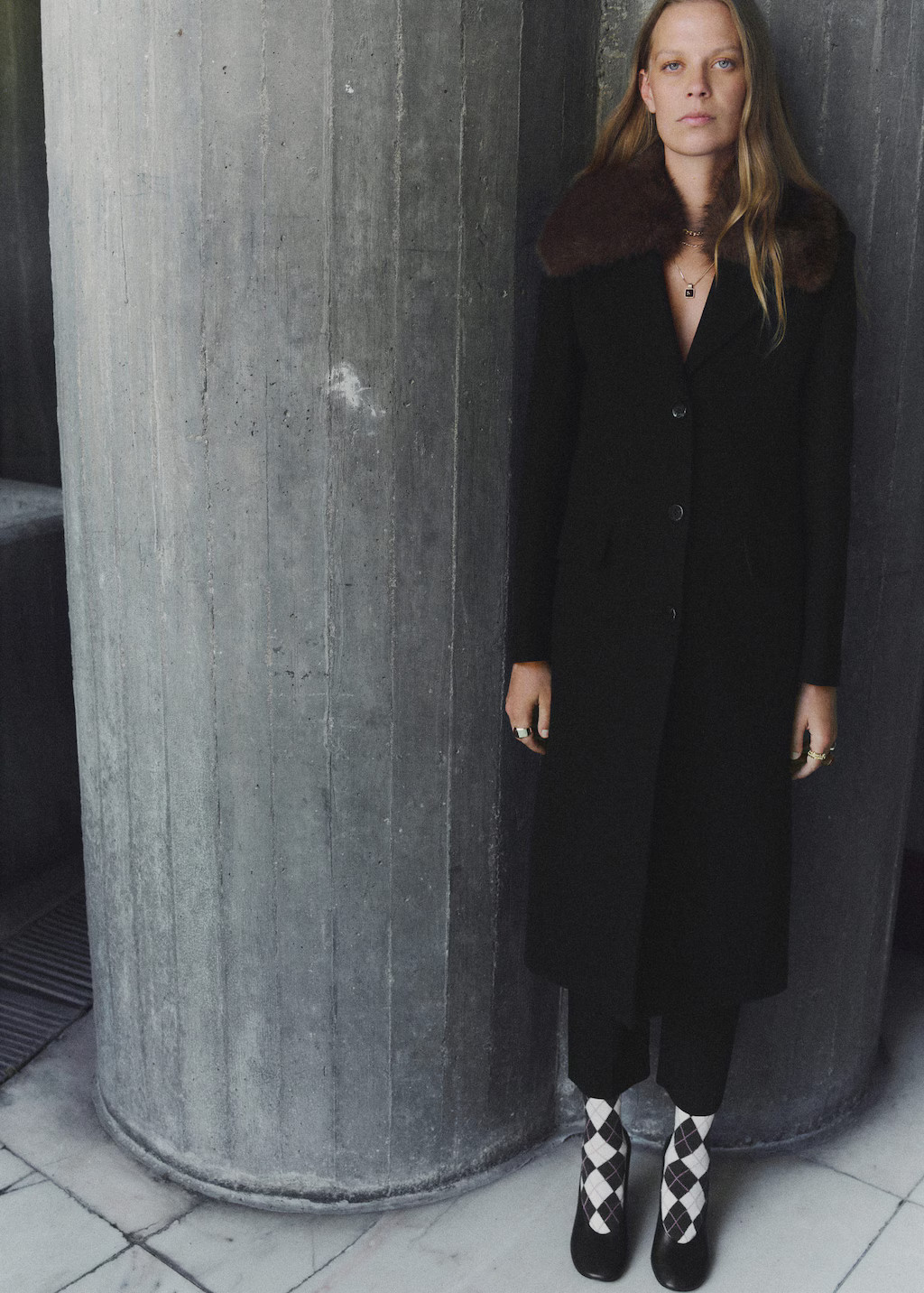 Wool coat with fur collar black - Woman - S - MANGO | Mango (US/MX/AU)