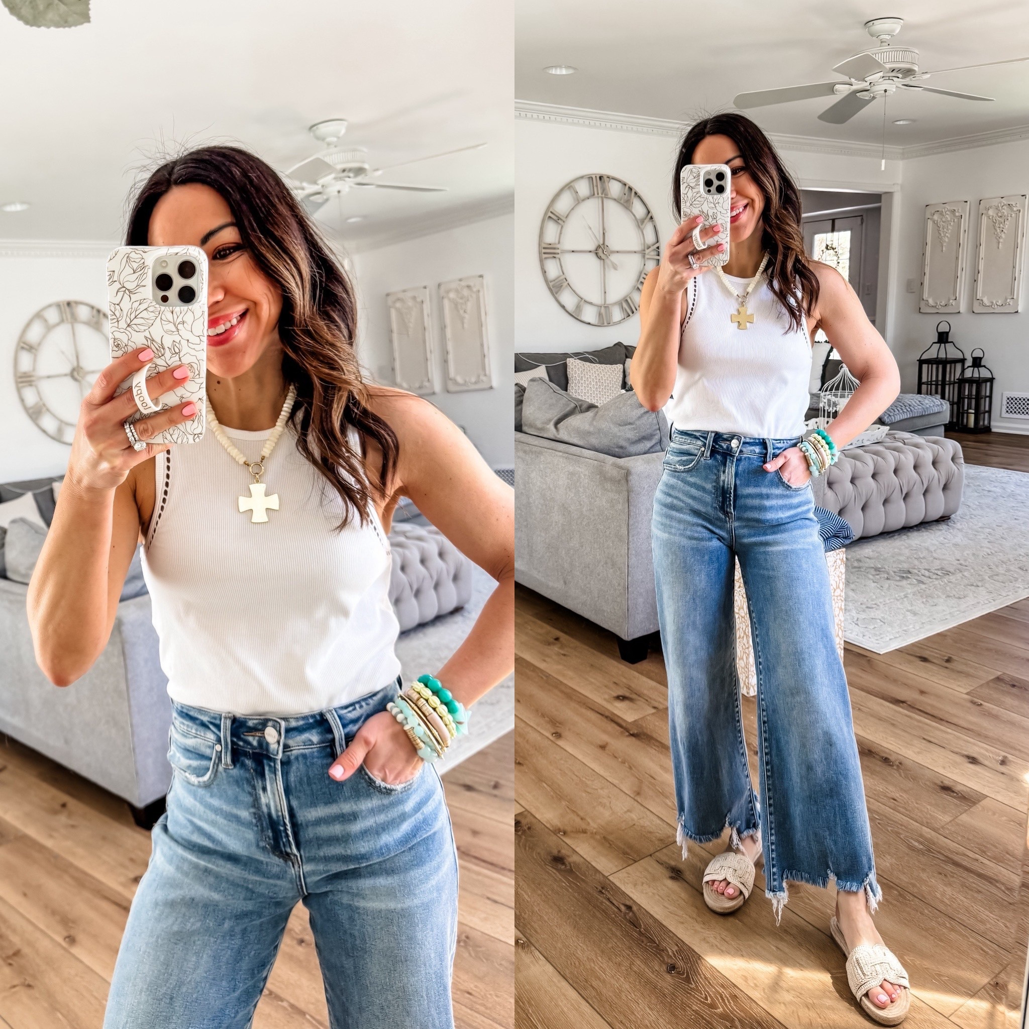 Jeans 25. Small white tank. Sandals TTS.



#LTKPetite #LTKOver40