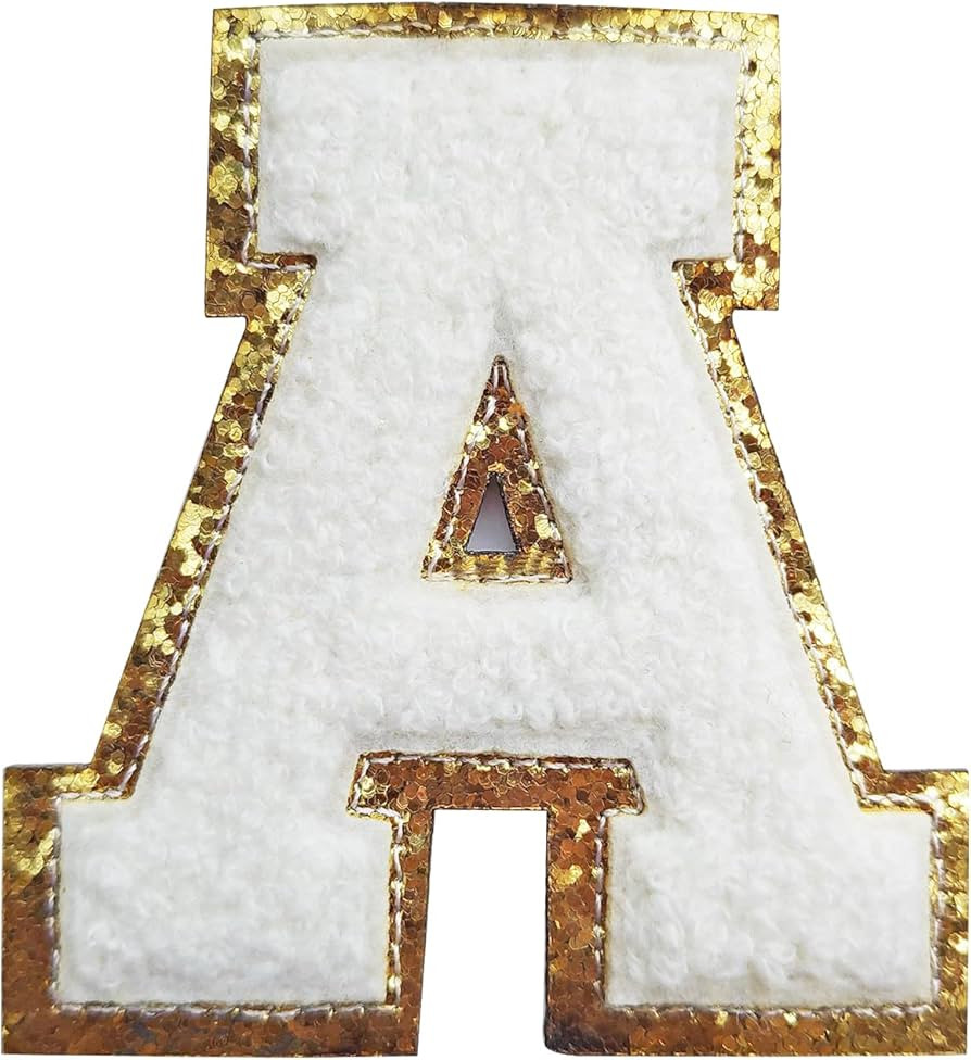 Letter Patches Varsity Glitters Chenille,3 PCS SPRT Iron on White Letter Patch,Alphabet Cloth Pat... | Amazon (US)