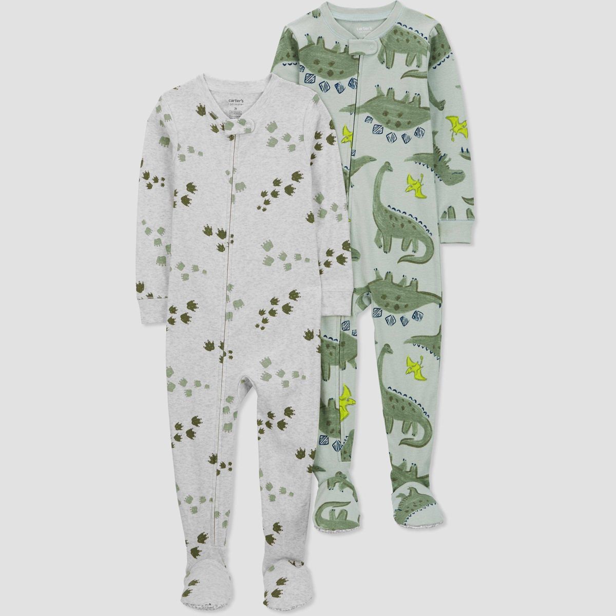 Carter's Just One You® Toddler Boys' Dinosaur Foot Printed Footed Pajamas - Green/Gray | Target