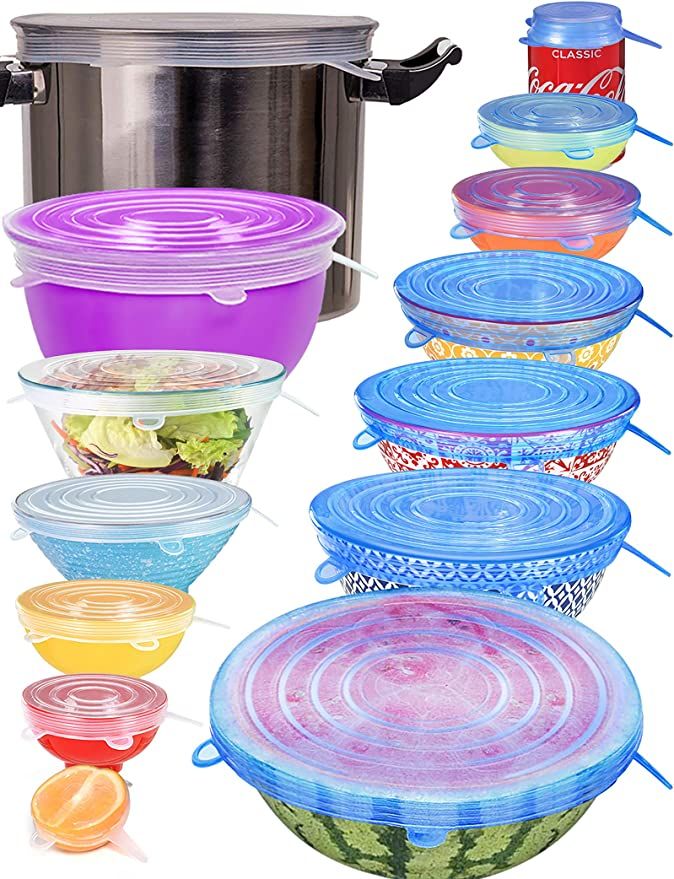 longzon Silicone Stretch Lids 14 Pack Include 2Pcs XXL Size up to 9.8'' Diameter, Reusable Durabl... | Amazon (US)