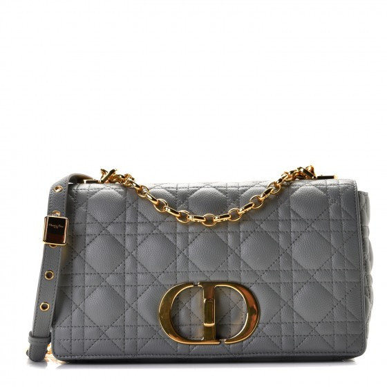 CHRISTIAN DIOR Lambskin Cannage Medium Montaigne 30 Caro Bag Grey | Fashionphile