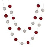 Red and White Felt Ball Pom Pom Garland- Christmas, Valentine's Day- 1" (2.5 cm) Wool Felt Balls | Amazon (US)