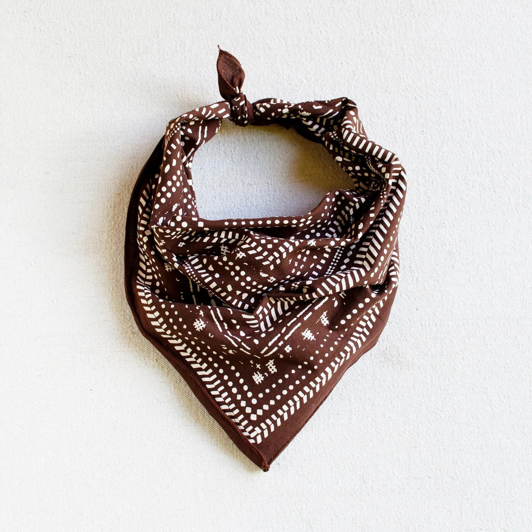 Brown Bandana, Modern Halftone Print, 100 % Cotton and Made in USA, Chef Accessory, Bandanas for ... | Etsy (US)