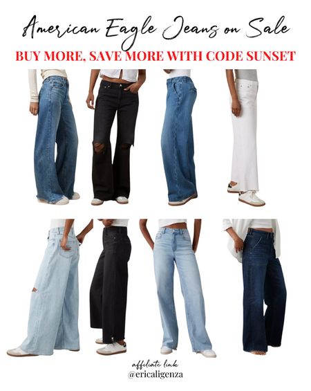 American Eagle jeans on sale! Use code SUNSET to save more! 

Baggy jeans // wide leg jeans // trouser jeans // white jeans // black jeans // jeans under $50 // on sale jeans 

#LTKStyleTip #LTKFindsUnder50 #LTKSaleAlert