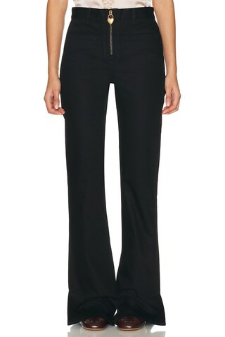 Chloe Straight Leg Trouser in Black - Black. Size 29 (also in 28, 30, 24). | FWRD 