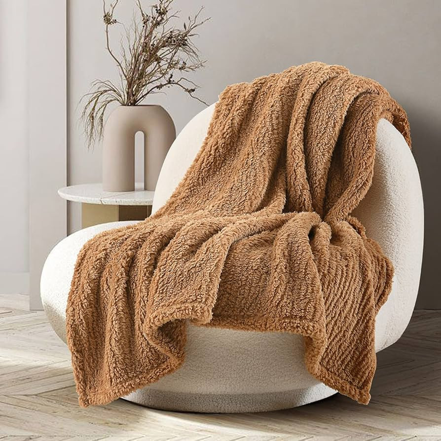 Ultra Soft Cozy Sherpa Throw Blanket, Brown Pattern Reversible, Light Weight Warm Decorative Boho... | Amazon (US)