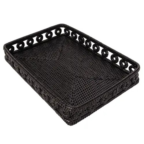 Artifacts Trading Company™ Artifacts Rattan Inna Design Rectangular Tray in Tudor Black at Nordstrom, Size Large | Nordstrom