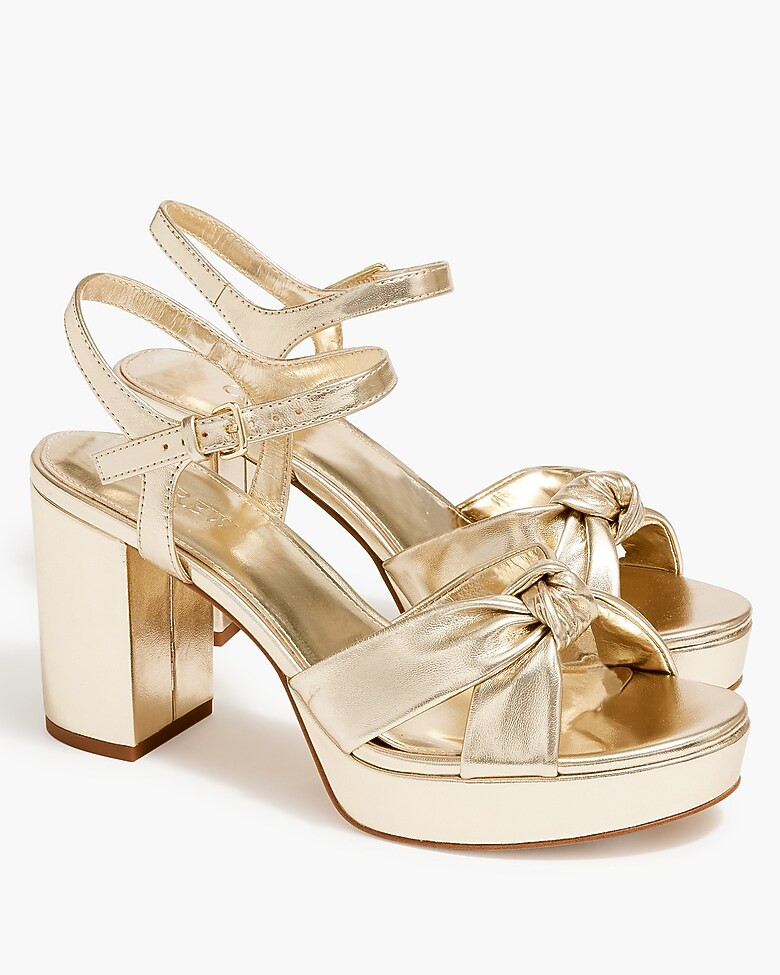 Bow platform heeled sandals | J.Crew Factory