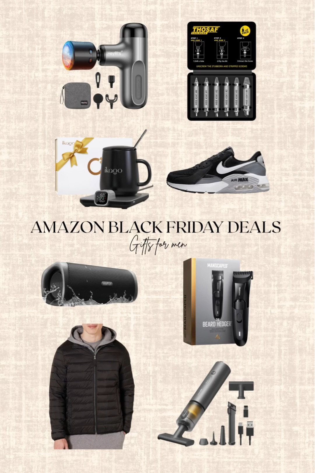 AMAZON BLACK FRIDAY DEALS - GIFTS FOR HIM UNDER $100! 

Jacket, bread trimmer, massager, coffee mug set, sneakers, screw extractor, car vacuum, bluetooth speaker 

#LTKSaleAlert #LTKCyberWeek #LTKGiftGuide