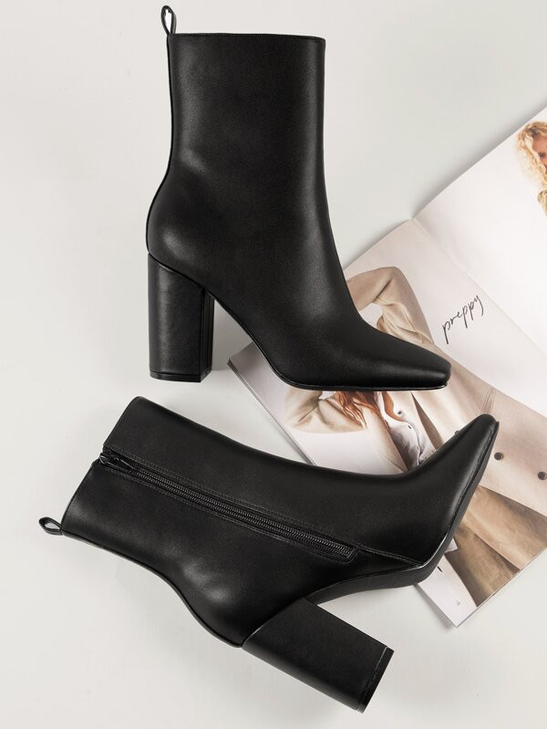 Faux Leather Square Toe Ankle Boots | SHEIN