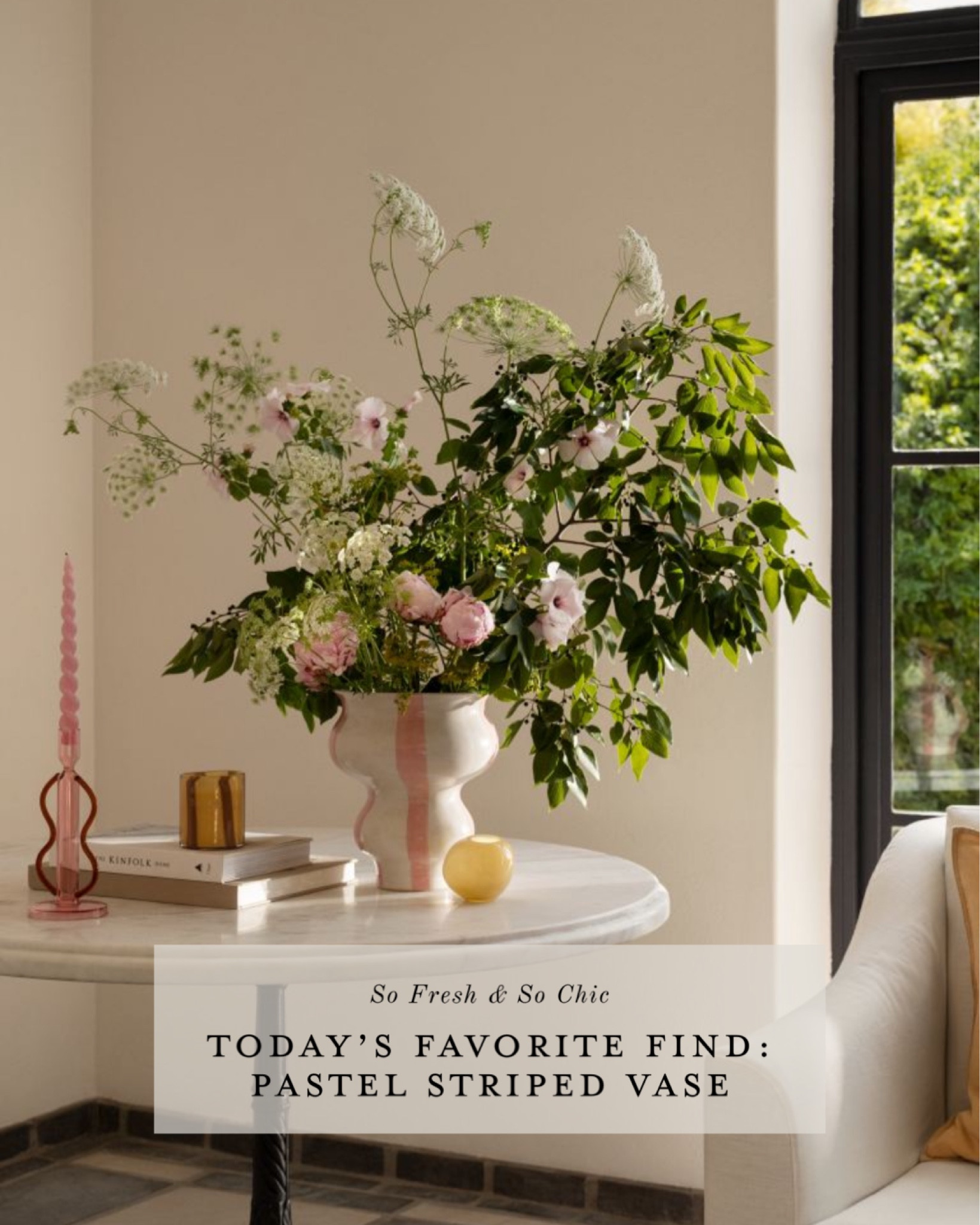 Pastel pink striped stoneware vase. So pretty for Spring!
-
Affordable home decor - spring home decor - pastel vase - pink and white vase - H&M Home - coffee table styling - faux pink roses - pink rose branches - artificial pink roses - Afloral - console styling - #prettyinpink #shelfstyling

#LTKSale #LTKunder50 #LTKhome