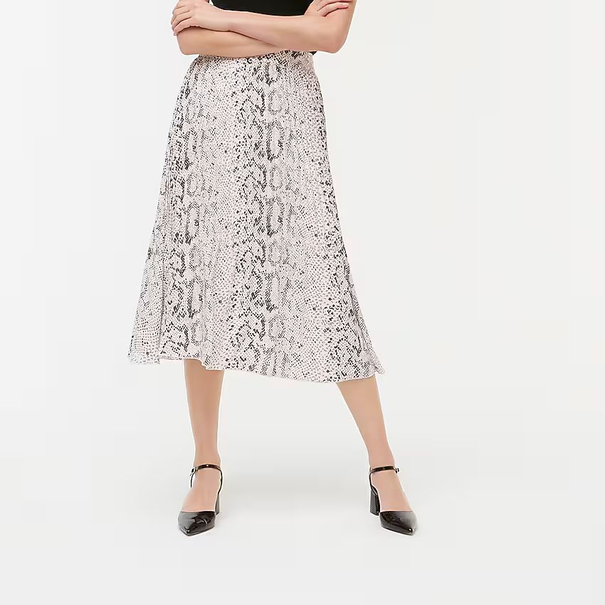 Animal-print pleated midi skirt | J.Crew Factory