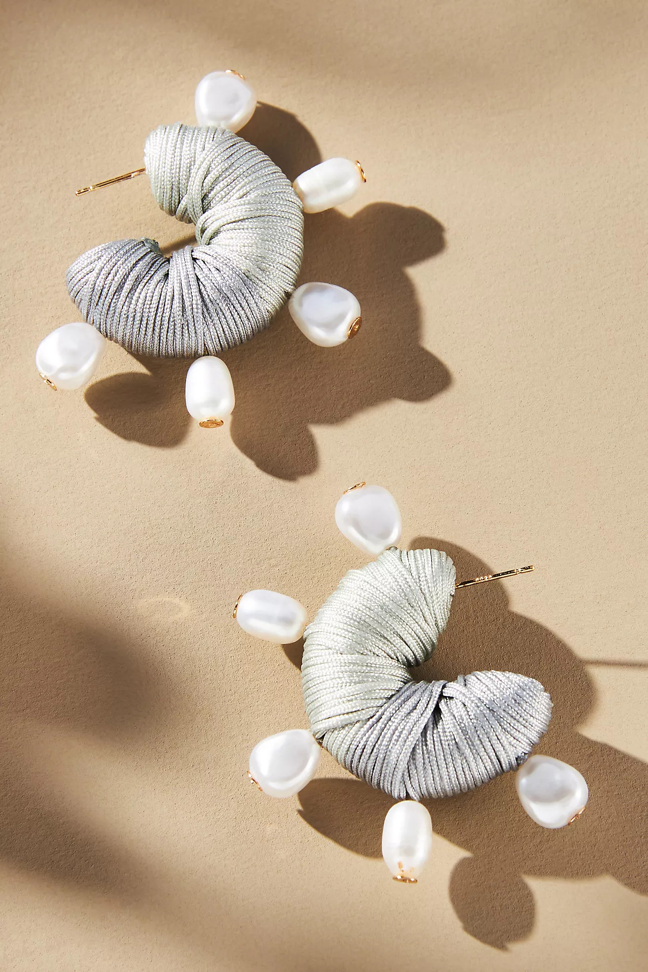 Small Raffia-Wrapped Hoop Earrings | Anthropologie (US)