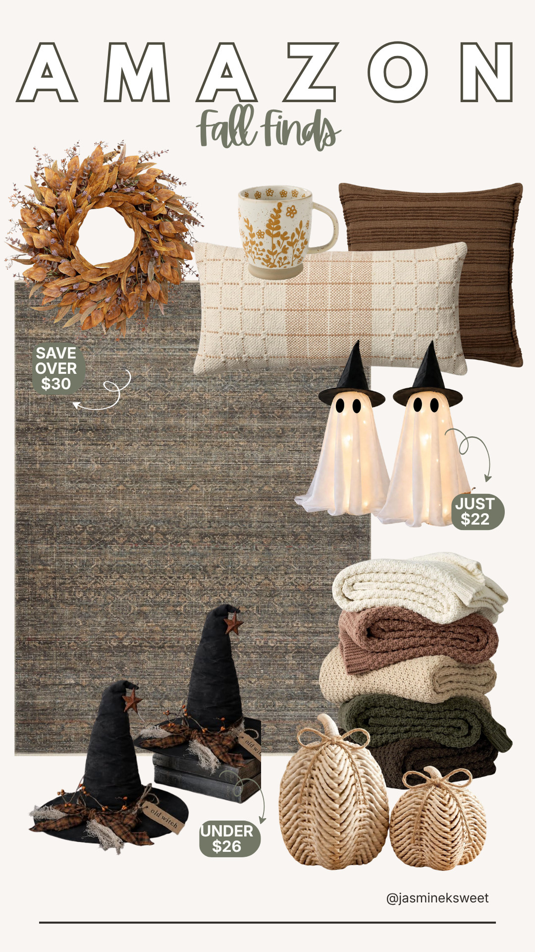 This Amazon fall lineup has a rug that saves you over $30, light up ghosts for just $22, and witch hats under $26.
#LTKhome #LTKsalealert #LTKseasonal 

 #LTKHome #LTKSaleAlert