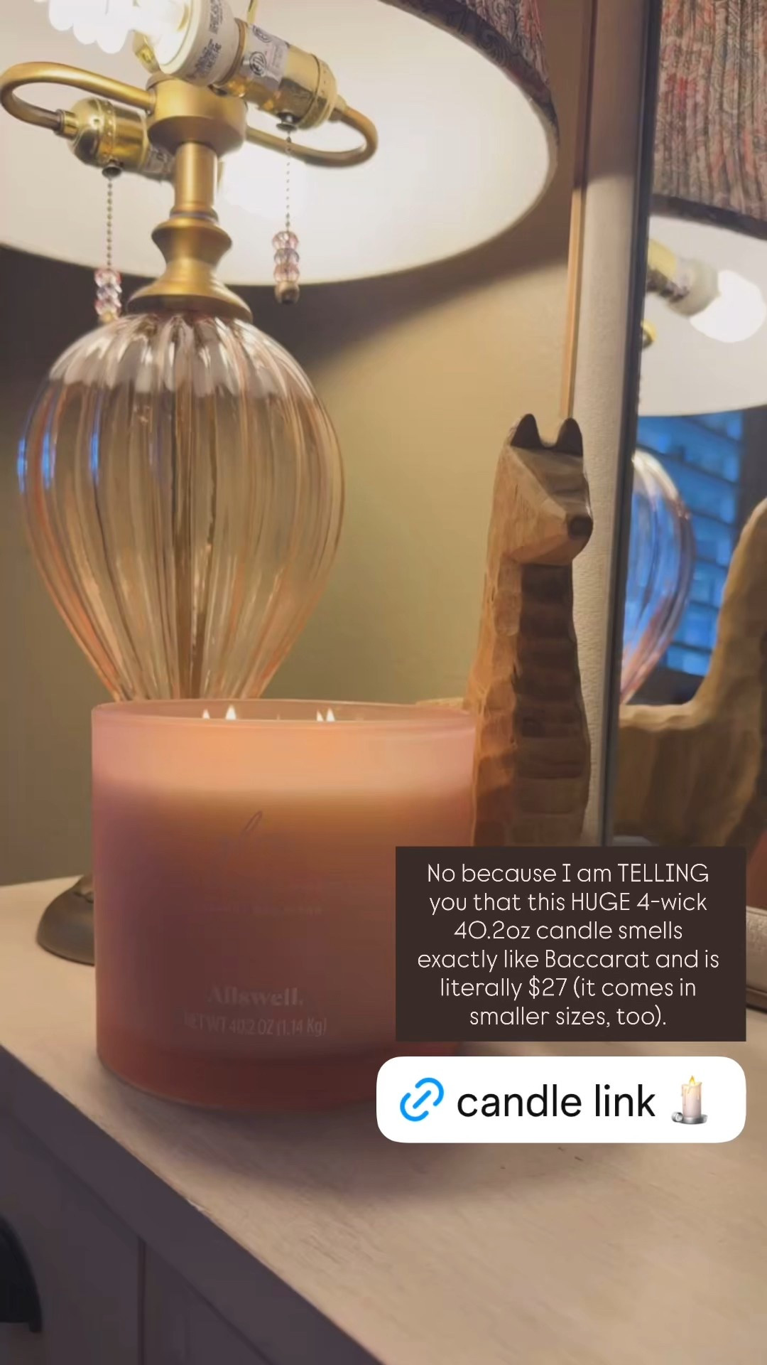 Candle smells JUST LIKE Baccarat! So inexpensive, too!