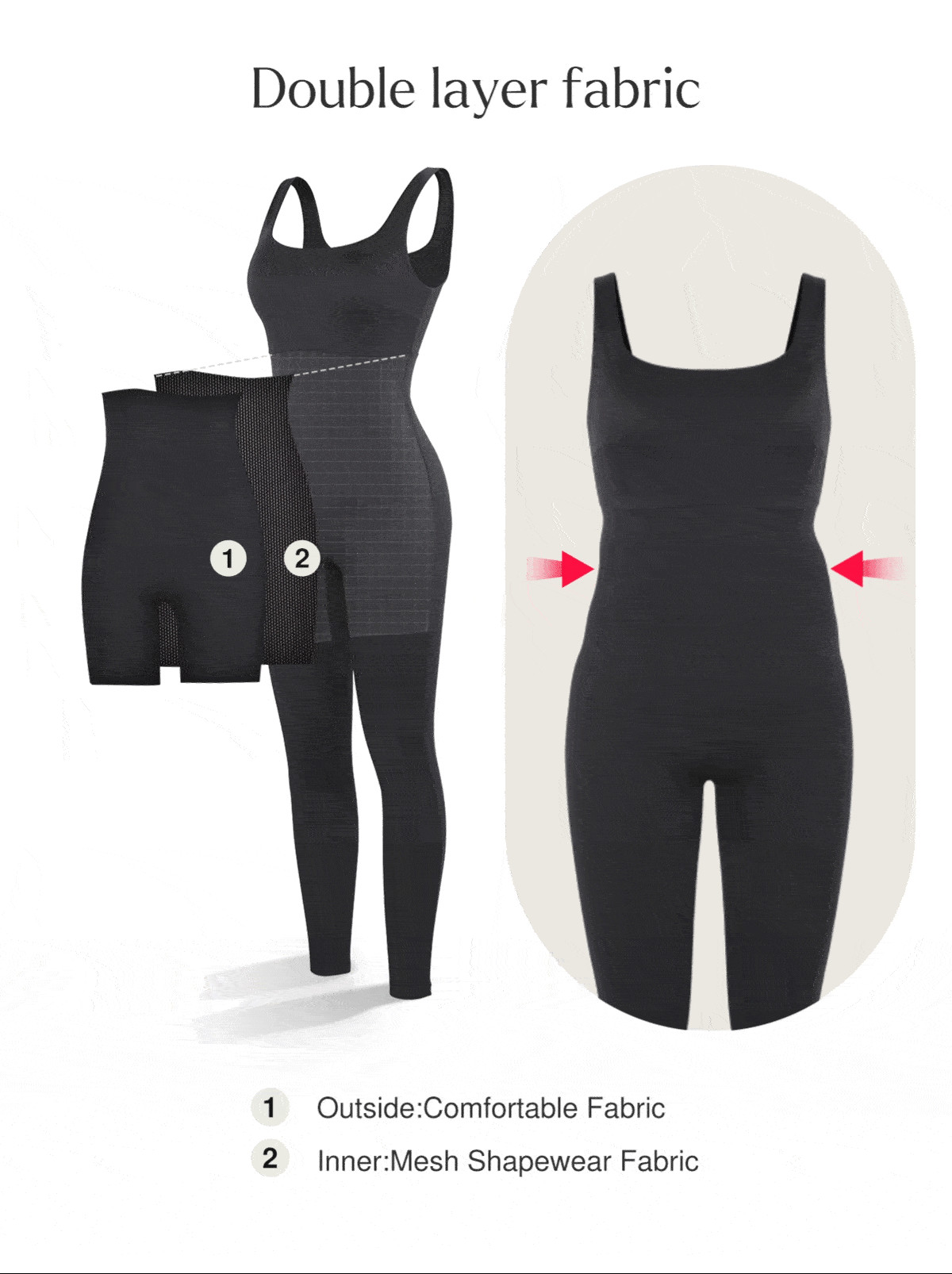 Shapewear Square Neck Thigh Slimming Workout Jumpsuit | Popilush