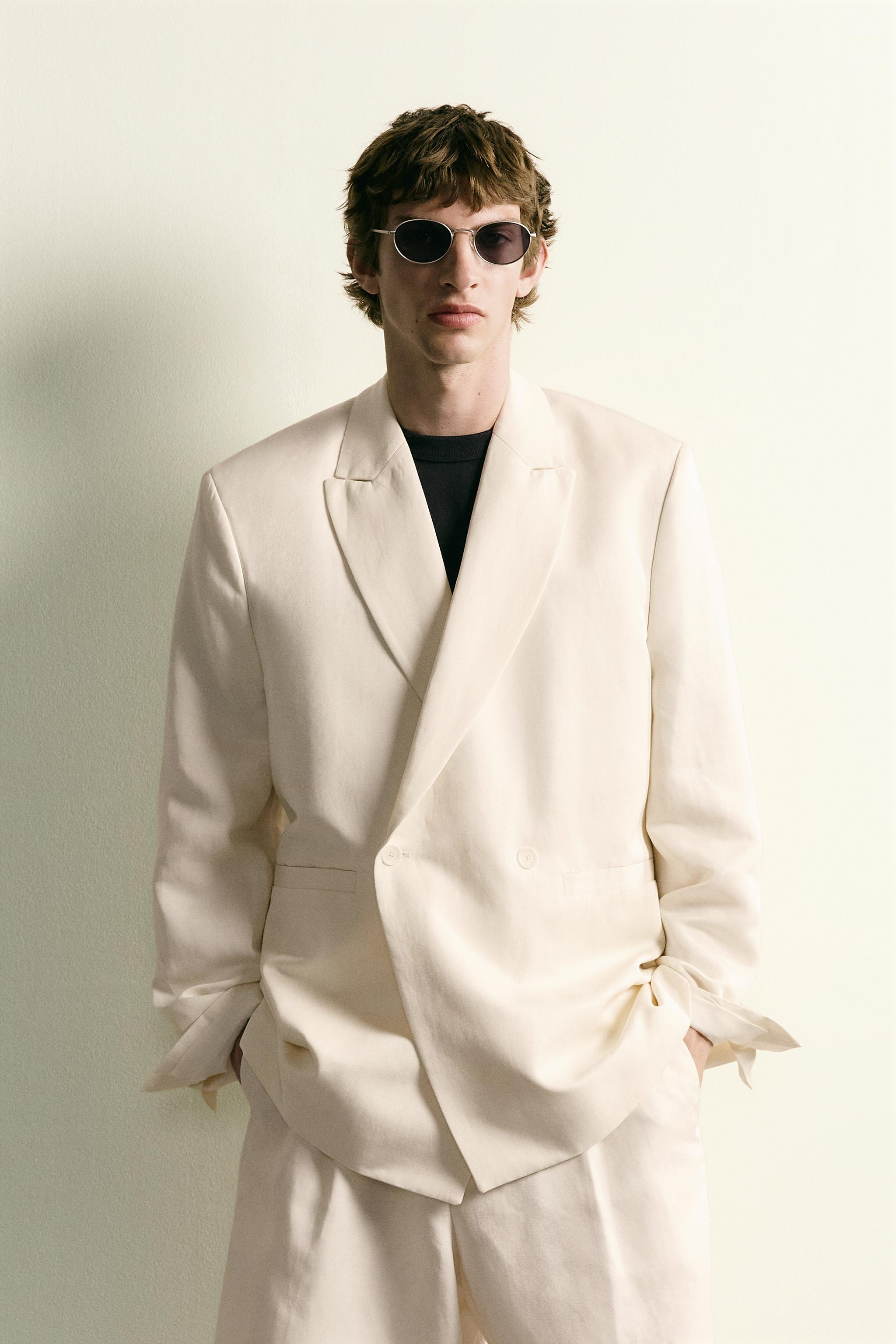 VISCOSE/LINEN DOUBLE-BREASTED BLAZER | Zara UK