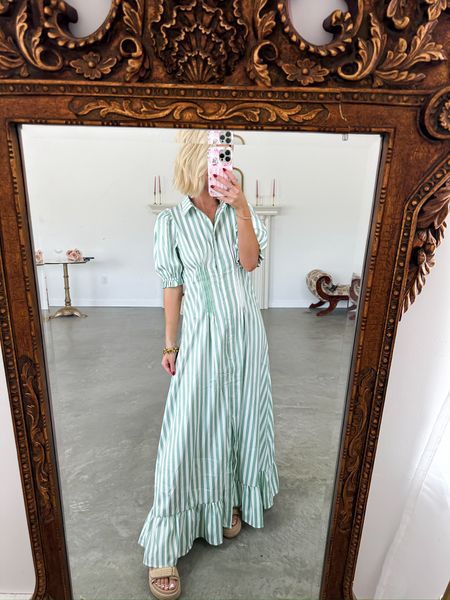 The cutest green striped maxi dress for summer! 

#LTKFindsUnder100 #LTKStyleTip