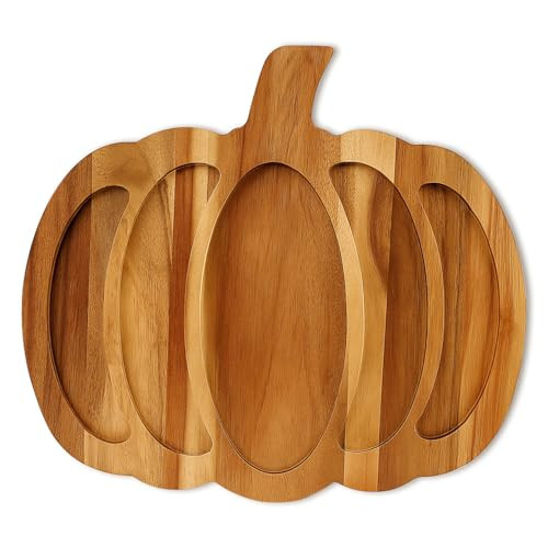 Wood Pumpkin Decor Platter Halloween Charcuterie Boards Fall Serving Dishes | Amazon (US)