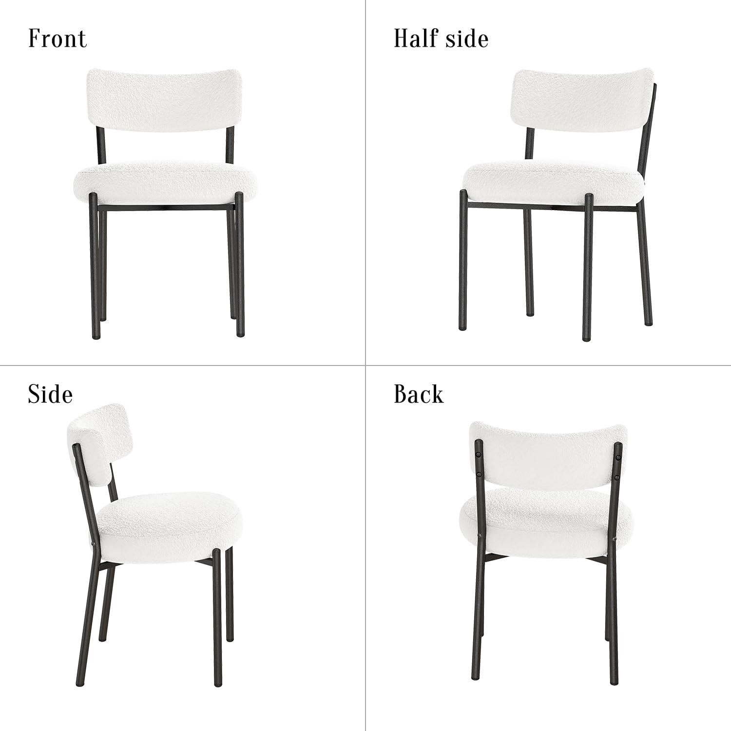Sucrever Dining Chairs Set of 2, White Sherpa Kitchen Dining Room Chairs, Upholstered Mid Century... | Amazon (US)