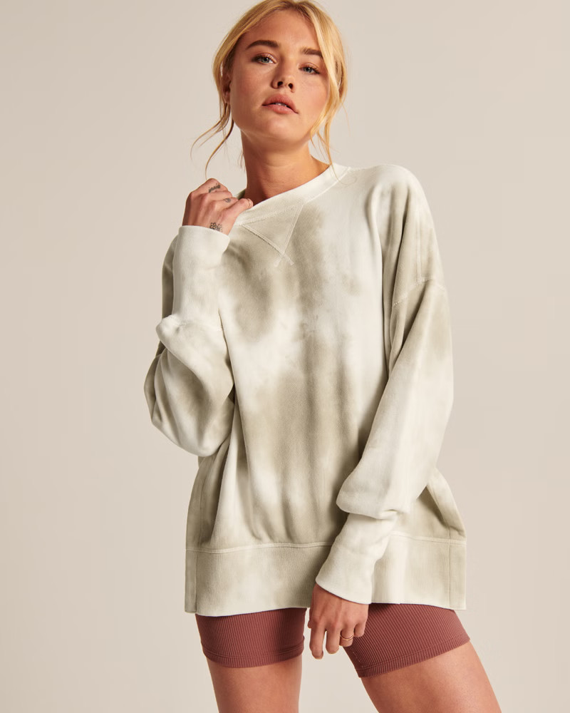 Women's Tie-Dye Split Hem Terry Tunic Crew Sweatshirt | Women's Clearance | Abercrombie.com | Abercrombie & Fitch (US)