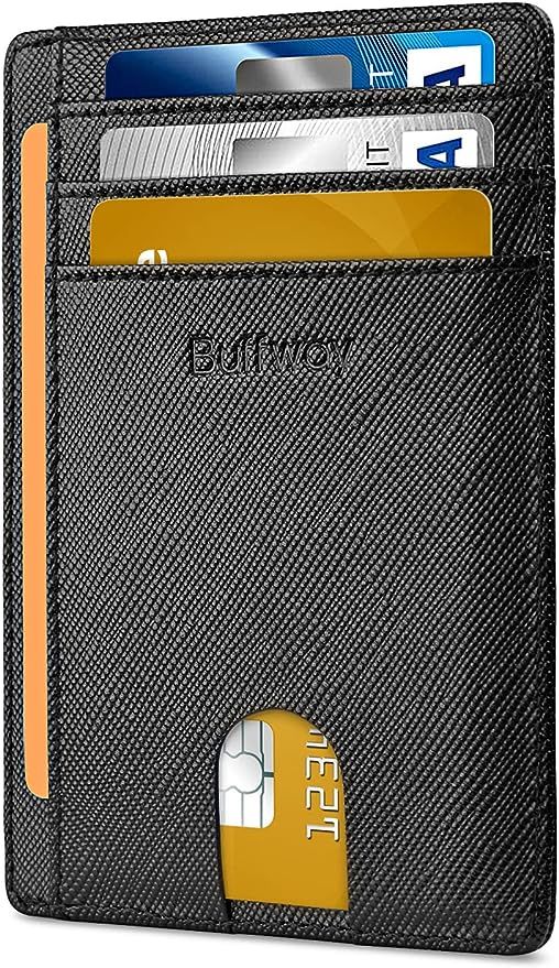 Buffway Slim Minimalist Front Pocket RFID Blocking Leather Wallets for Men Women | Amazon (US)
