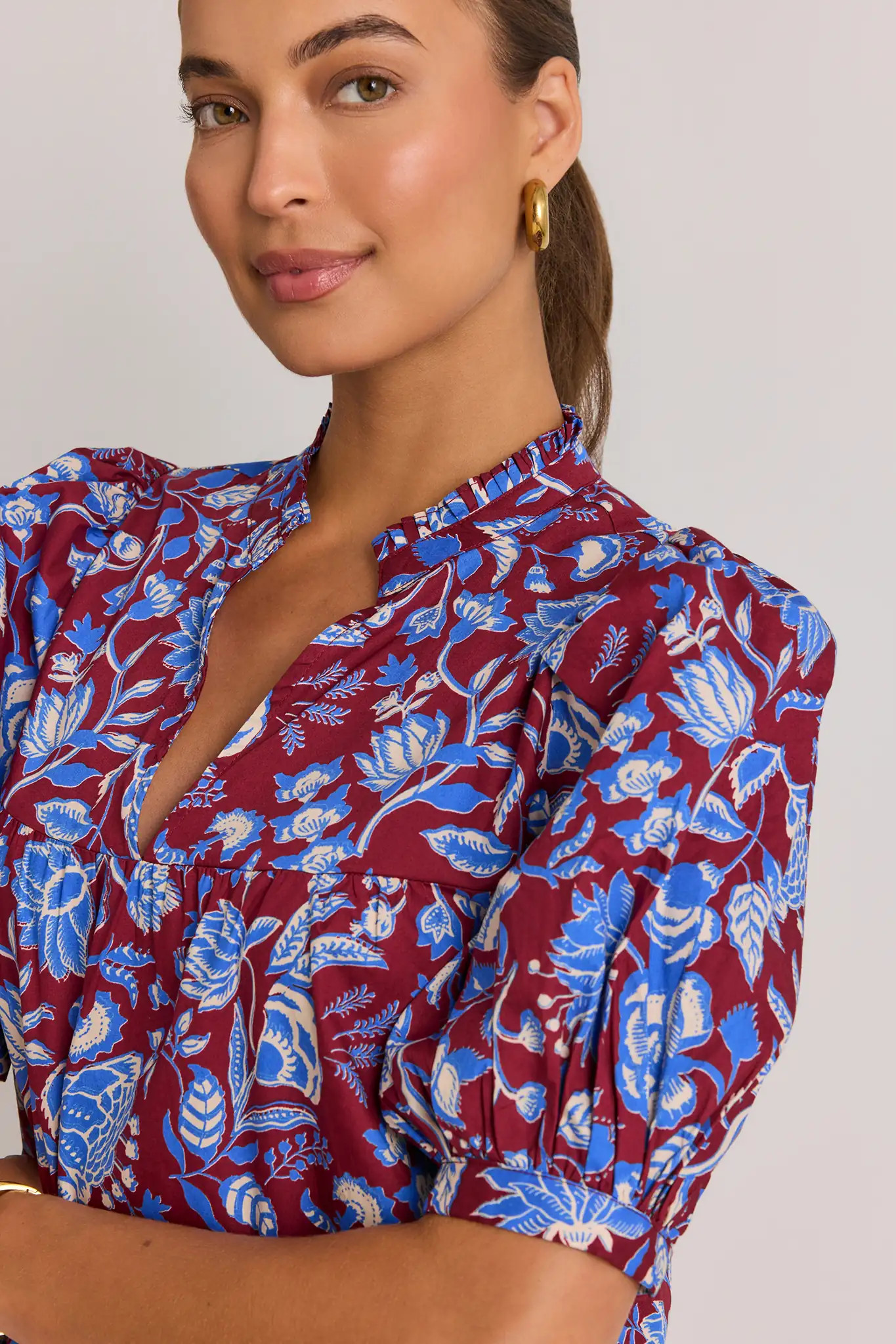 Lyla Burgundy Floral Printed Top | Avara