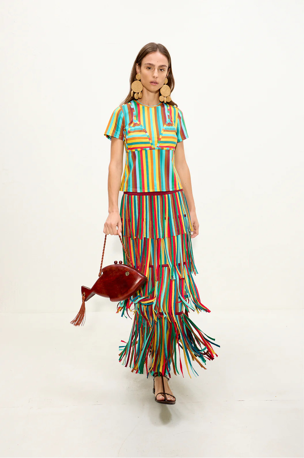 Za Za Knit Skirt In Vibrant Multi Stripe | Simon Miller
