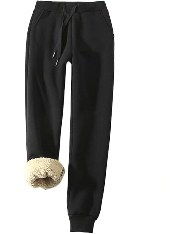 Yeokou Women's Warm Sherpa Lined Athletic Sweatpants Jogger Fleece Pants | Amazon (US)