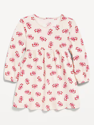 Printed Long-Sleeve Ribbed Dress for Toddler Girls | Old Navy (US)
