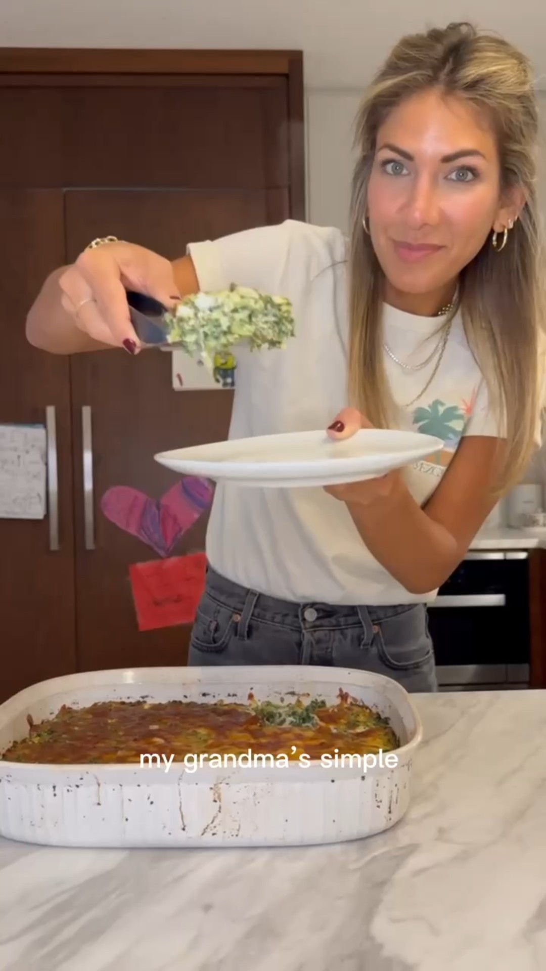 My Grandma's simple, delicious, low carb quiche (Family Size)

Ingredients:

5 - 5.5oz Parmesan cheese
8oz Mozzarella (pre-shredded)
8oz Sheep's milk feta cheese
16oz Frozen chopped spinach x8 eggs
Seasoning: Black Pepper, Sea Salt, Smoked Paprika, Oregano, Garlic Powder

Instructions:

1. Preheat oven to 350°. Defrost and drain the frozen spinach in a large bowl. Once spinach is malleable, crumble feta cheese and combine with the spinach.

2. Add mozzarella and parmesan to the mixture. Season with Black Pepper, Sea Salt, Smoked Paprika, Oregano, Garlic Powder.

3. Add a splash of the feta cheese brine, add in the eggs, then massage until everything is evenly combined.

4. Oil your baking pan. After patting the quiche mixture flat, sprinkle a generous layer of mozzarella and parmesan on top.

5. Bake for around 30 minutes or until cheese topping is golden brown and crispy under 350° heat.

Tip: play around with cheese amount. Can use more or less depending on how cheesy you want it! (I love cheese). Can also add ground beef for something more hearty.

#cooking #cookwithme #quiche #recipe #easyrecipe #healthyrecipes #healthyliving #familyrecipe

#LTKHome #LTKFamily #LTKWatchNow