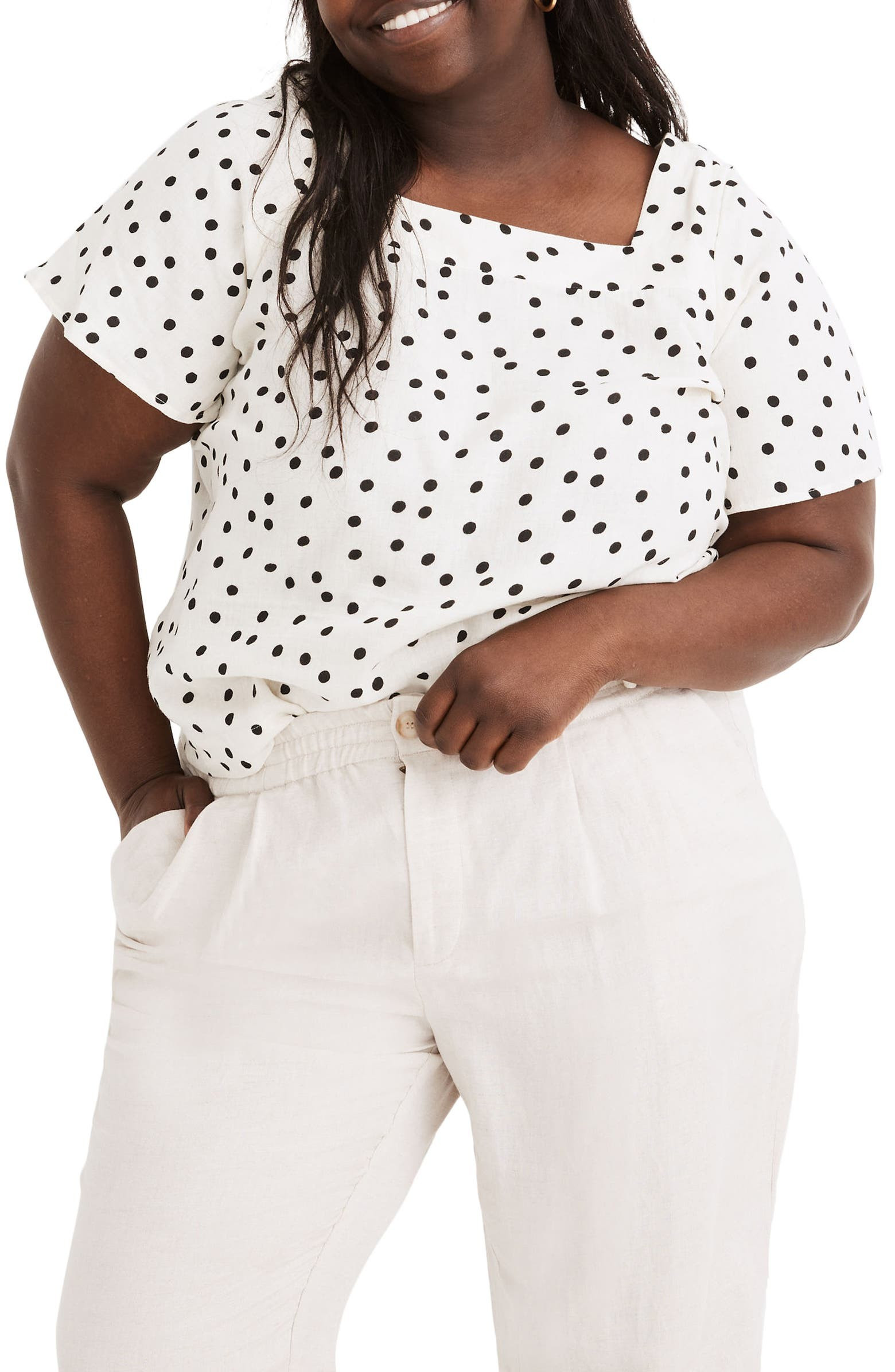 Lightspun Harlow Dot Toss Square Neck Top | Nordstrom