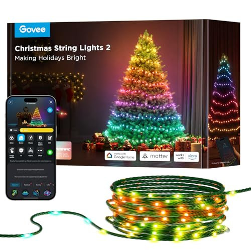 Govee Christmas Lights 2, RGBWIC 99FT 300LEDs Holiday String Lights with Shape Mapping Function, Smart LED Decoration for Indoor Outdoor Tree, 130+ Preset Scenes, Voice and APP Control, Green Wire | Amazon (US)