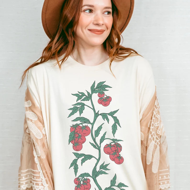 Tomato Shirt, Tomato Girl Aesthetic, Tomato Clothing, Tomato Gift for Gardener, Tomato Lover, Vin... | Etsy (US)