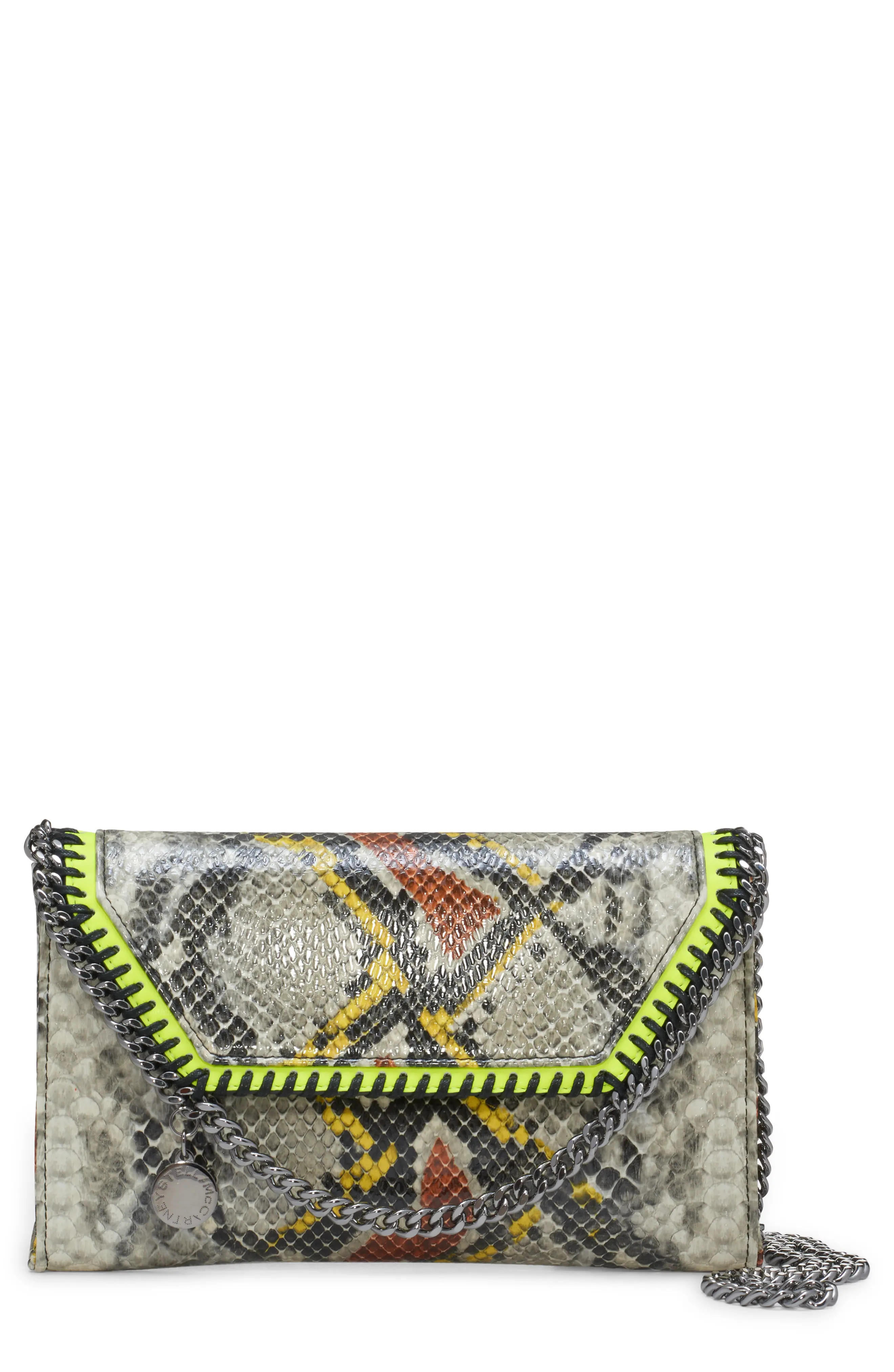 Stella McCartney Mini Faux Leather Snakeskin Print Crossbody Bag in 7250 - Banana at Nordstrom | Nordstrom