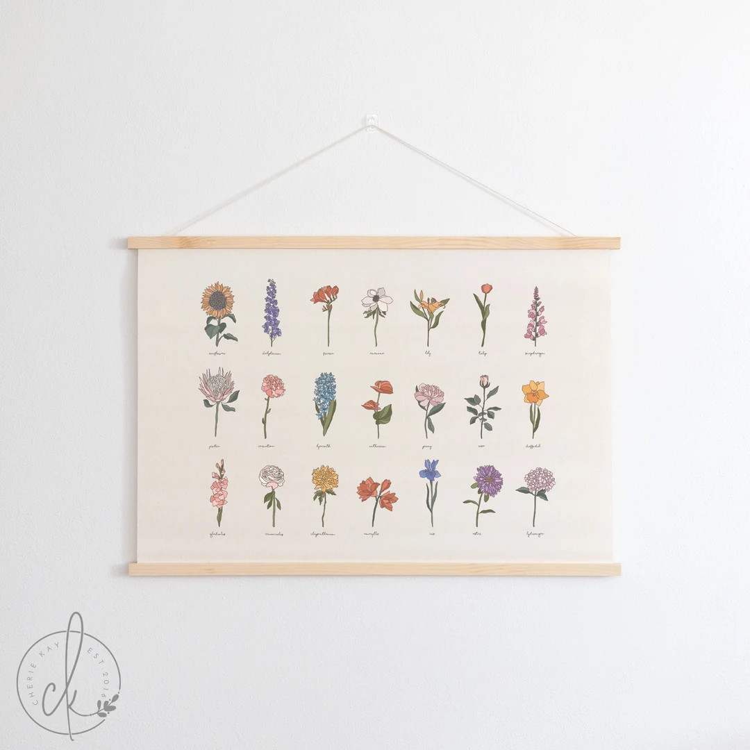 Farmhouse Flowers | Hanging Canvas | Floral Wall Art | Botanical Wall Art | Wildflower Decor | Etsy (US)