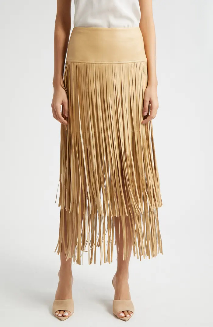 Karolina Fringe Tiered Midi Skirt | Nordstrom