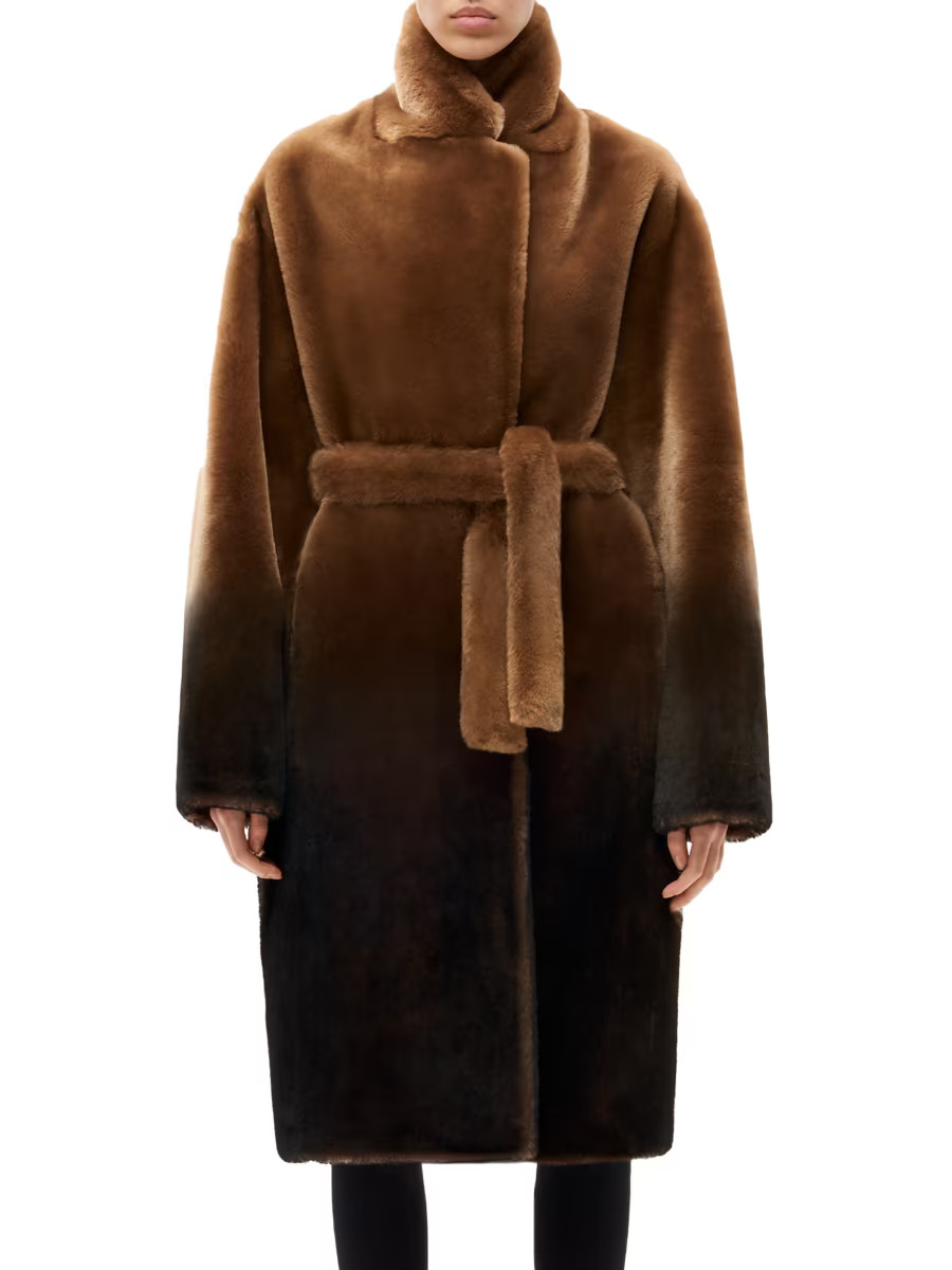 Shoreditch Ski Club Long Belted Shearling Coat | Saks Fifth Avenue