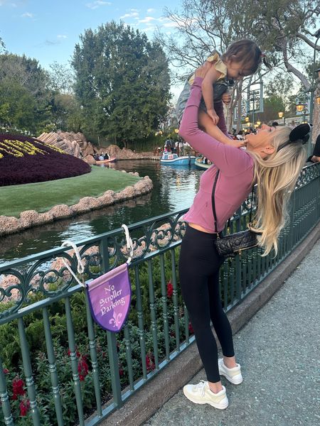 Disneyland mom look 💕 Love this color by Alo. 
Lily in Gap kids Minnie Mouse denim 🥰
The Gap has the cutest stuff on sale for Spring!

#LTKSpringSale #LTKbaby #LTKfindsunder50