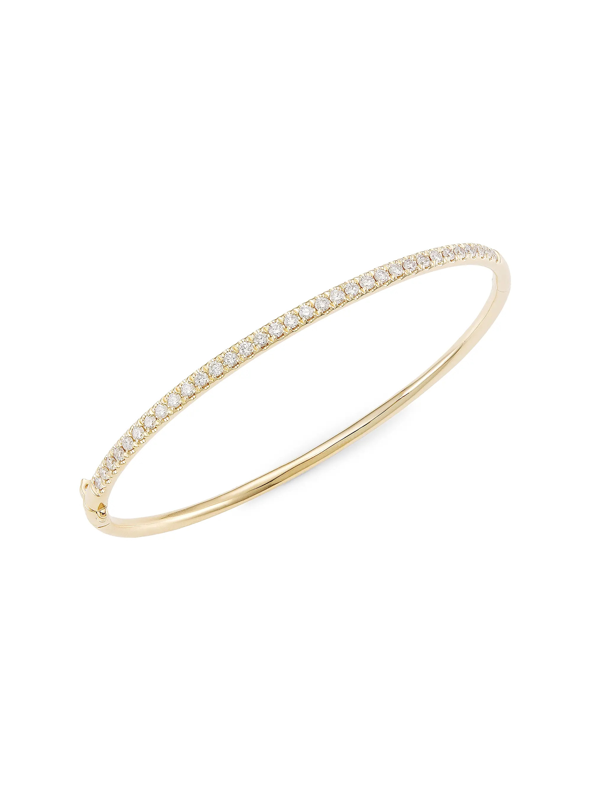 Shop Saks Fifth Avenue Collection 14K Yellow Gold & 0.88 TCW Diamond Bangle | Saks Fifth Avenue | Saks Fifth Avenue