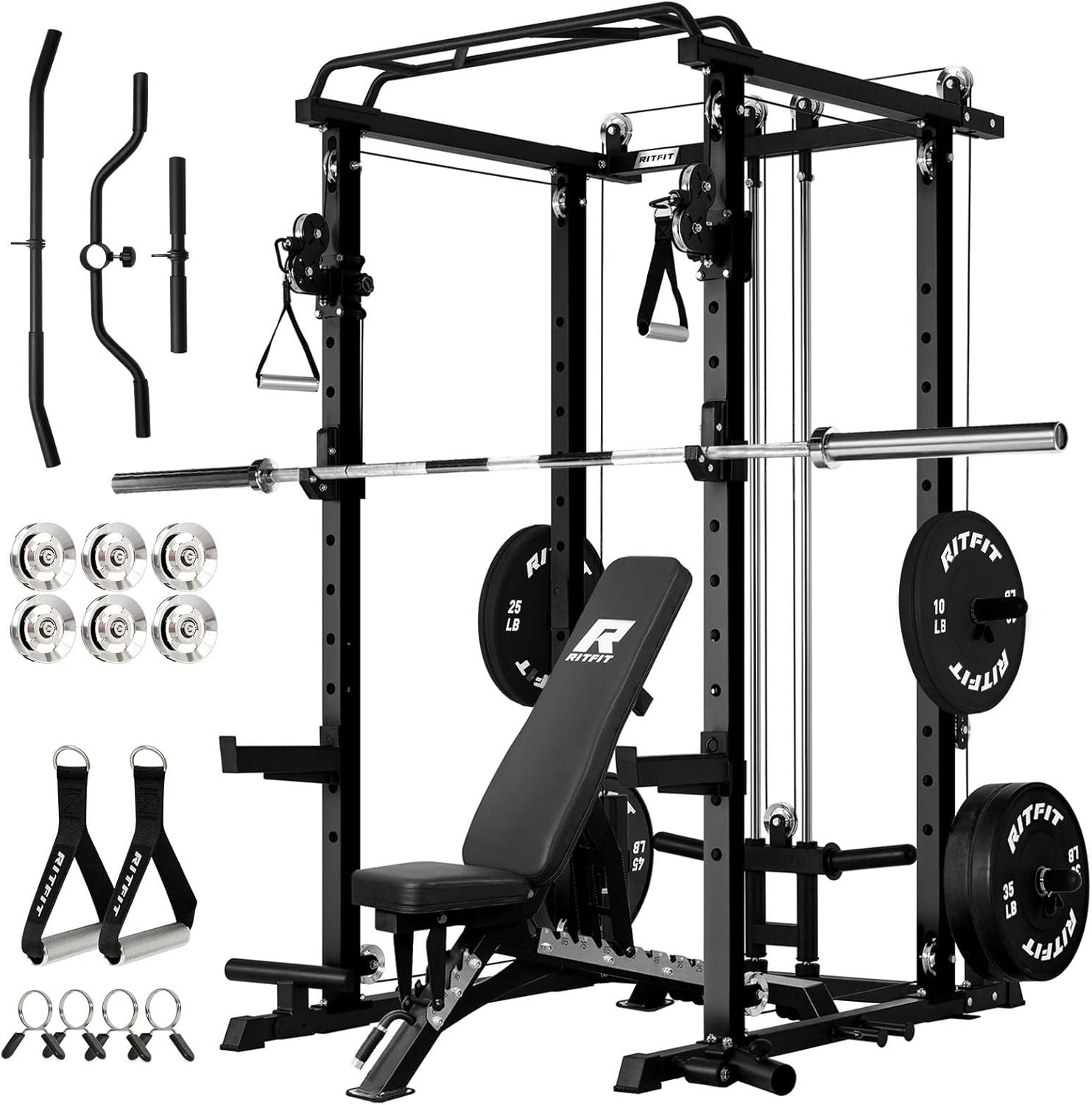 Amazon.com: RitFit Multi-Function Garage & Home Gym Package Includes 1200LBS Power Cage PPC-P3 wi... | Amazon (US)