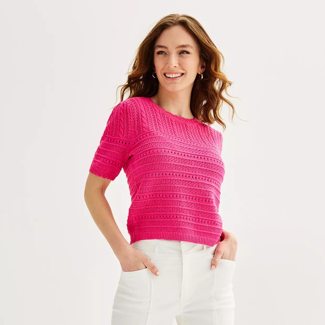 Women's Draper James Short Sleeve Pointelle Sweater | Kohl's