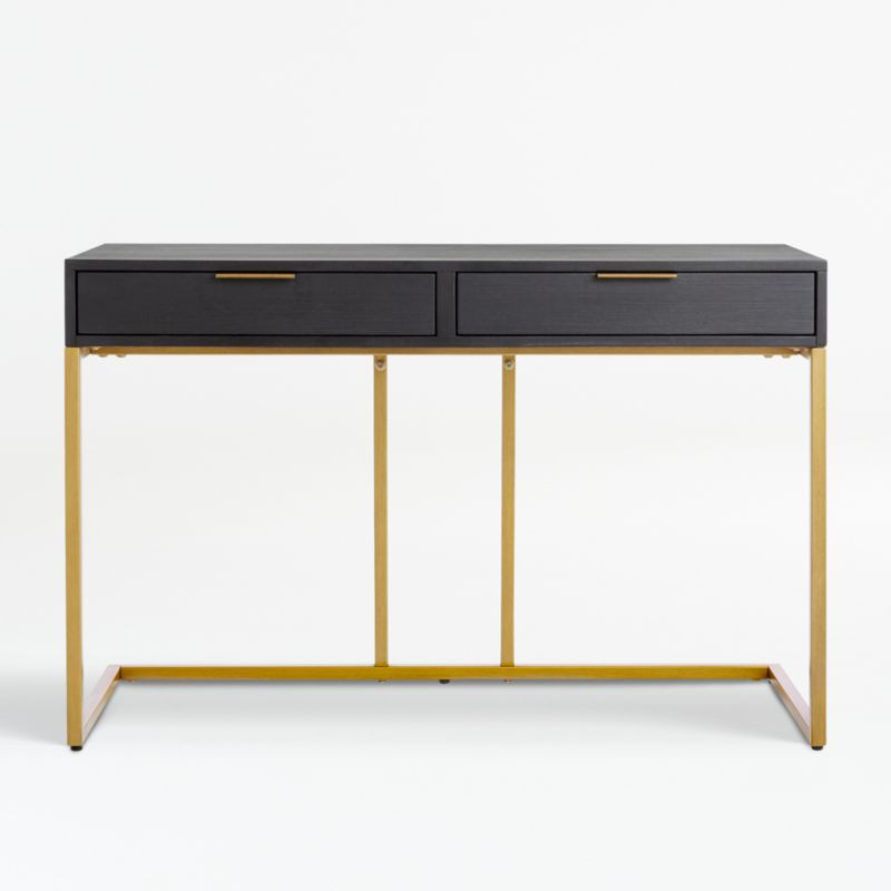 Oxford Black Small Storage Desk + Reviews | Crate and Barrel | Crate & Barrel