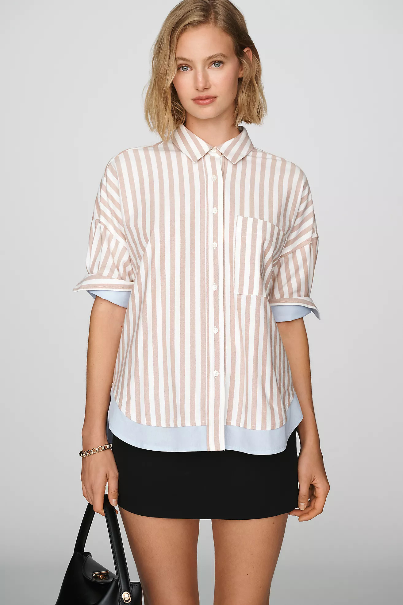 Mabel Contrast Boxy Oxford Shirt Top | Anthropologie (US)