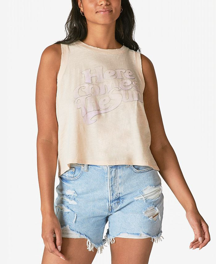 Lucky Brand Women's Cotton Here Comes The Sun Muscle Tank & Reviews - Tops - Women - Macy's | Macys (US)