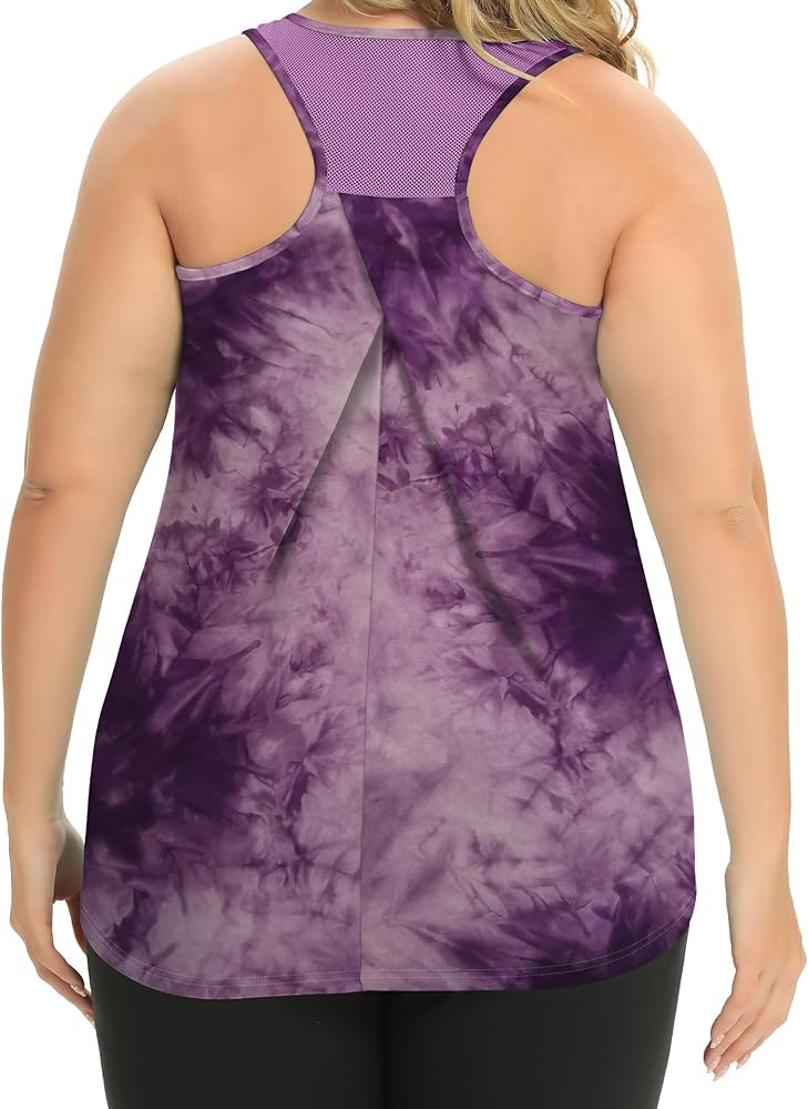 FOREYOND Women's Plus Size Workout Tank Tops Loose Fit Yoga Racerback Athletic Tops Sleeveless Su... | Amazon (US)