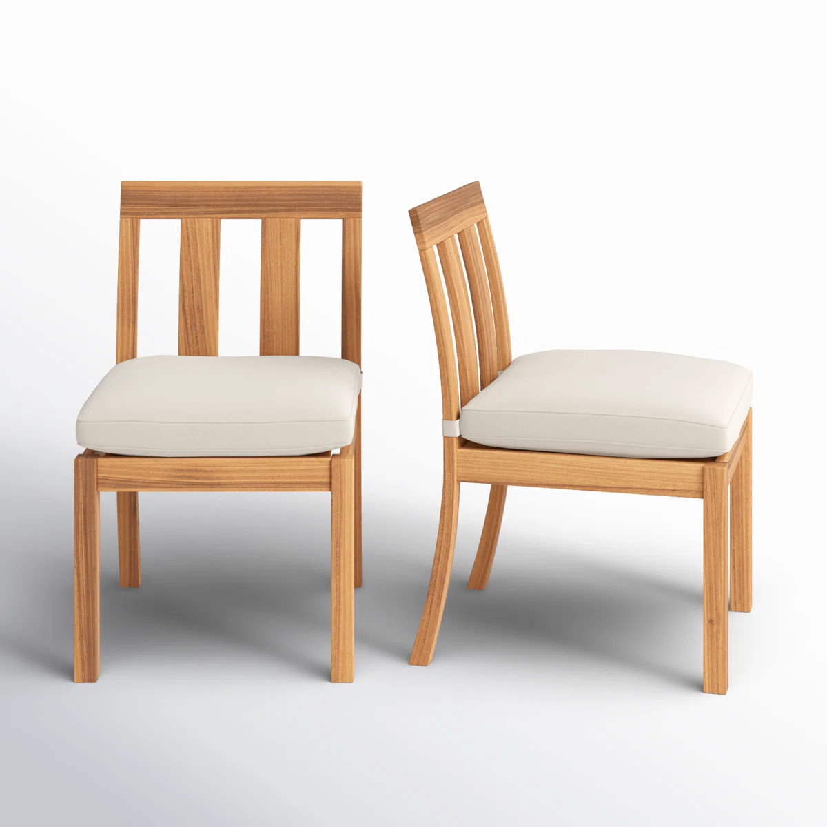 Melrose Teak Wood Premium All-Weather Wicker Outdoor Dining Side Chair with Cushion (Set of 2) | Wayfair North America