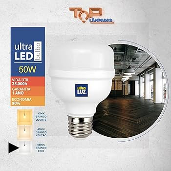 Kit 2 Lâmpadas Led Super Bulbo 50w E27 Bivolt Branco Frio 6500k | Amazon (BR)